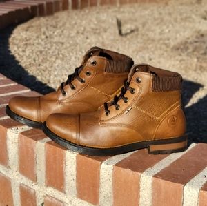 Brown Casual Lace Up Cowhide Leather Boots 10.5